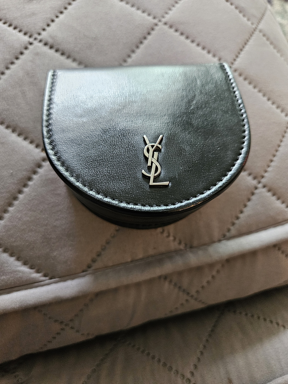 Saint Laurent Black Leather Mini Case with YSL Logo